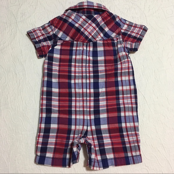 6-12m (4/$20) Plaid Cotton Short Rompers by Old Navy - Picture 3 of 7